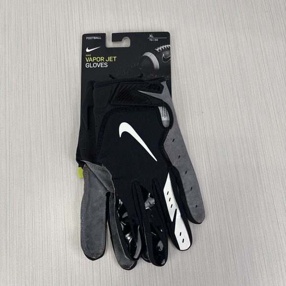 Mens Size XL Nike Vapor Jet 5.0 FG NFL Leather Football Gloves Black PGF665-017 - Picture 1 of 8